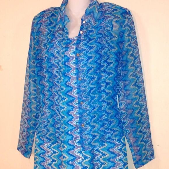 Vintage 1980's Benson & Smith 2pc Sheath Dress With Matching Sheer Blouse - Picture 2 of 16